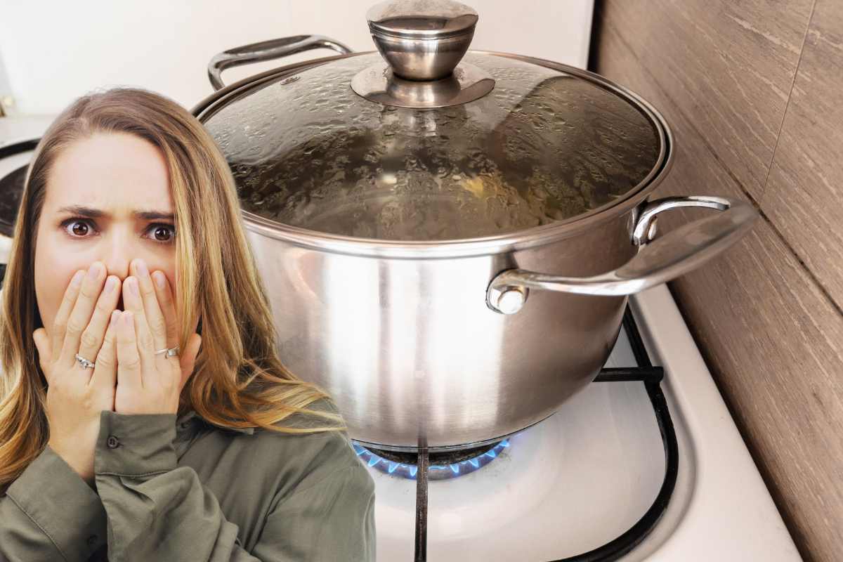 pentola sul fuoco, donna sconcertata